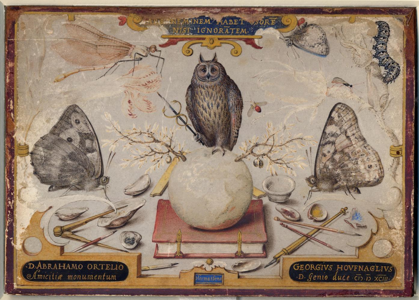 Joris Hoefnagel, Allegorie voor Abraham Ortelius (1593), Museum Plantin-Moretus, Antwerpen