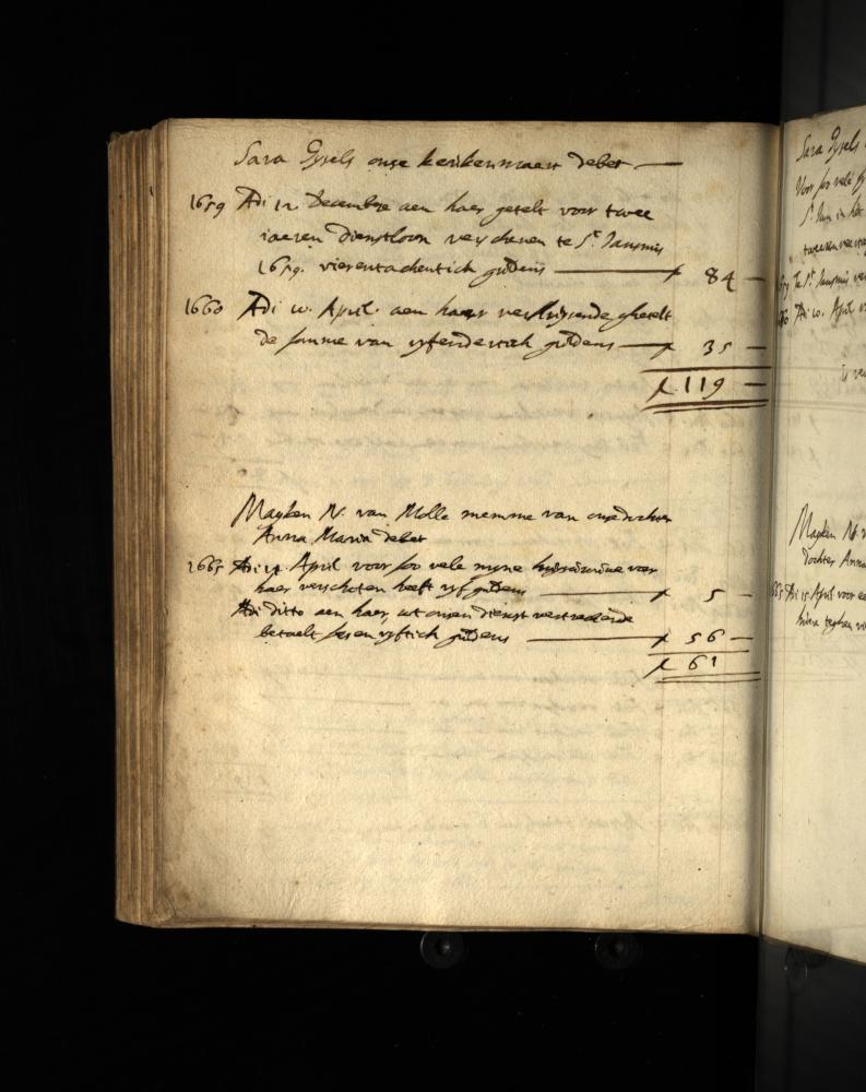 Rekening van Maaike Cornelis in het journaal van de persoonlijke uitgaven van Balthasar II Moretus, april 1665 (MPM Arch. 1170, fol. 176 verso) 