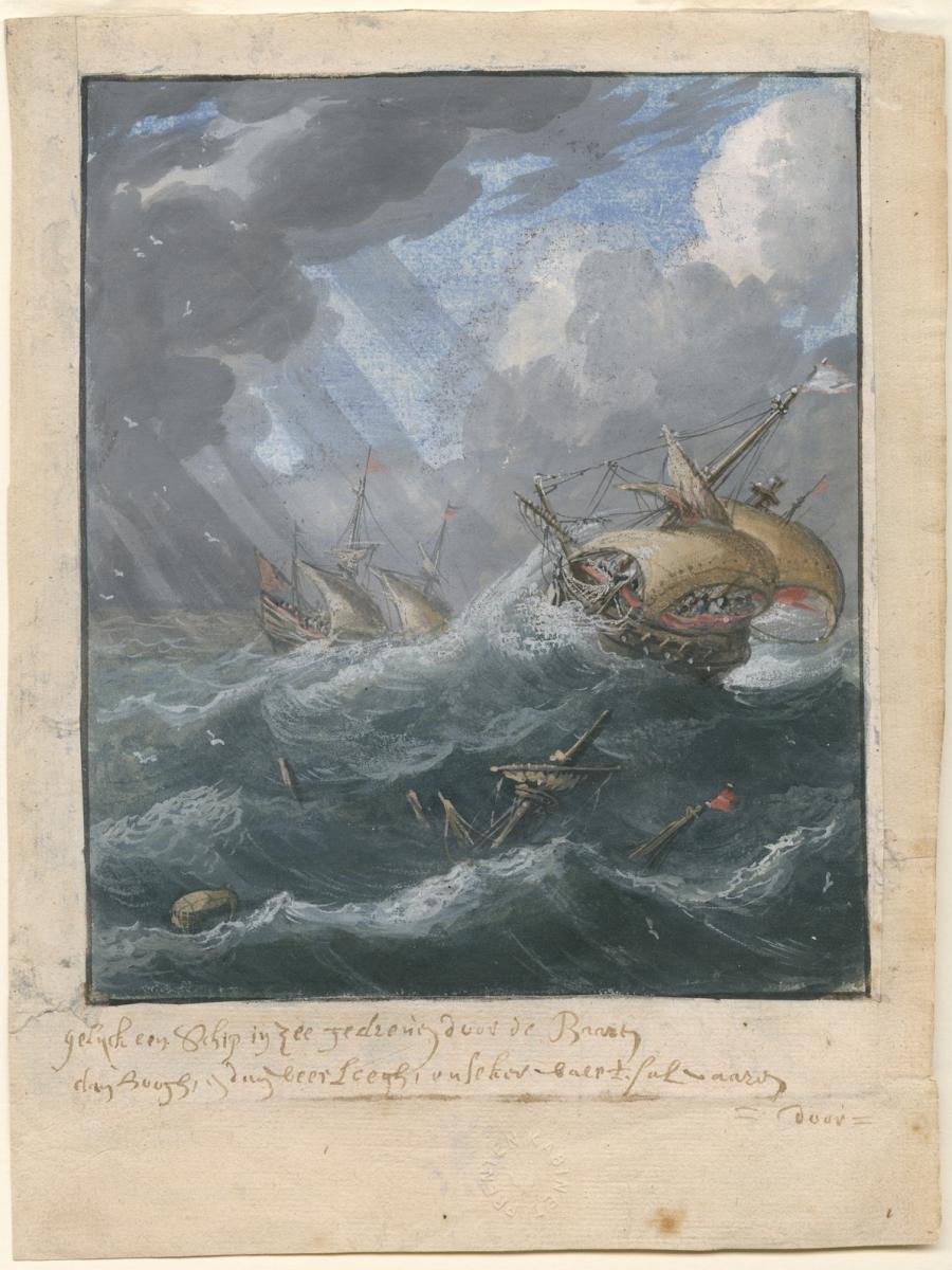 Zeilschepen in een storm